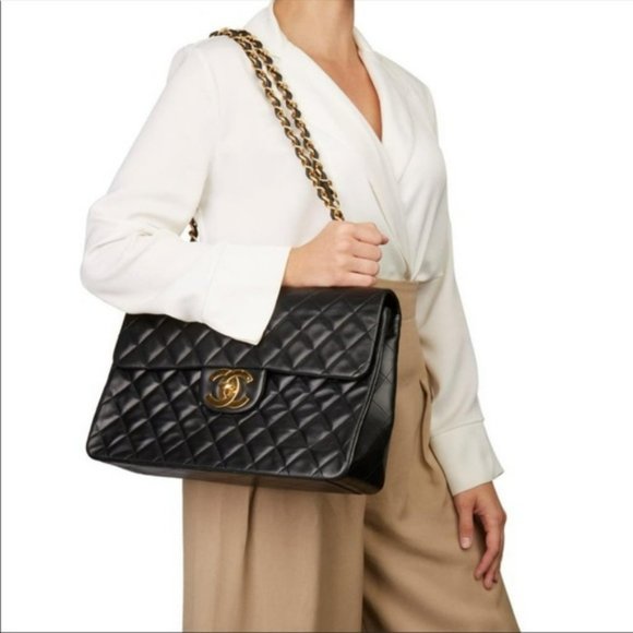 Authentic CHANEL JUMBO black lambskin quilted bag - Picture 16 of 16